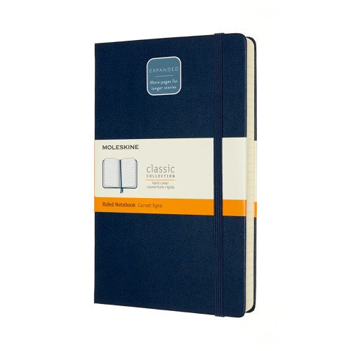 Moleskine Classic Expanded Hardcover Notebook Ruled Large Blue 8.27x5.12in