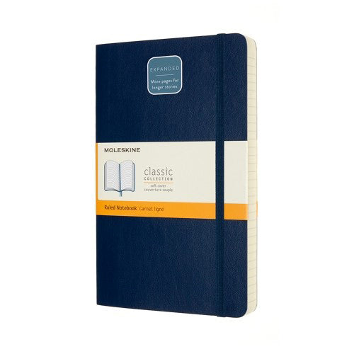 Moleskine Classic Expanded Soft Cover Ruled Notebook Large Blue