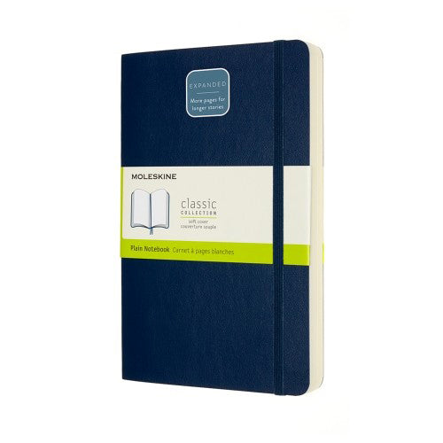 Moleskine Classic Expanded Notebook Soft Cover Large Plain Blue