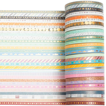 YUBBAEX 60 Rolls Gold Foil Washi Tape 0.12in 9.8ft
