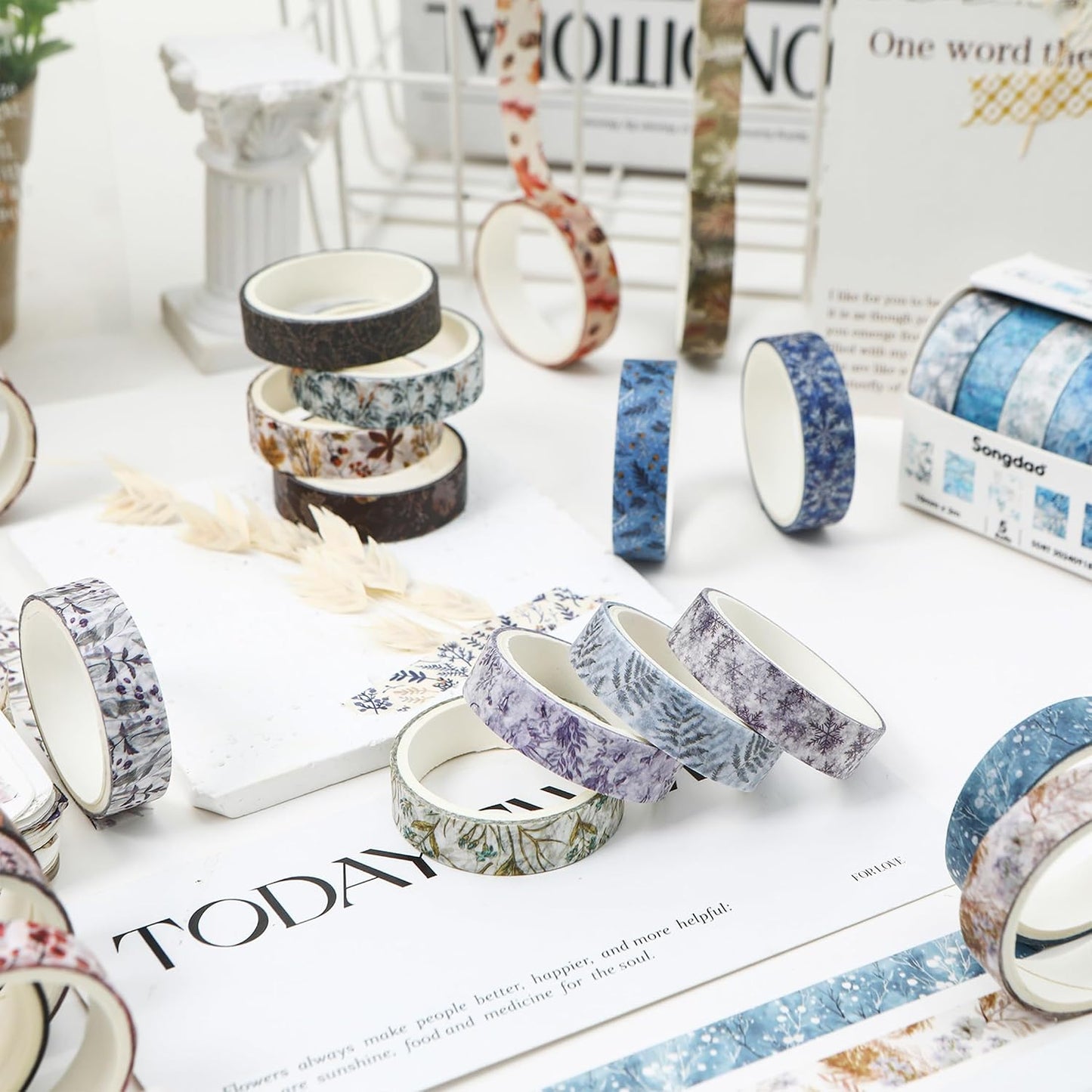 YUBX 60-Piece Floral Washi Tape Set 0.4in x 6.6ft