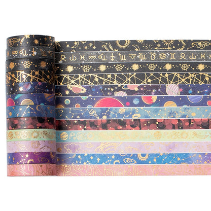 YUBX Washi Tape Set 30-Piece Celestial Space Gold Foil Decoration