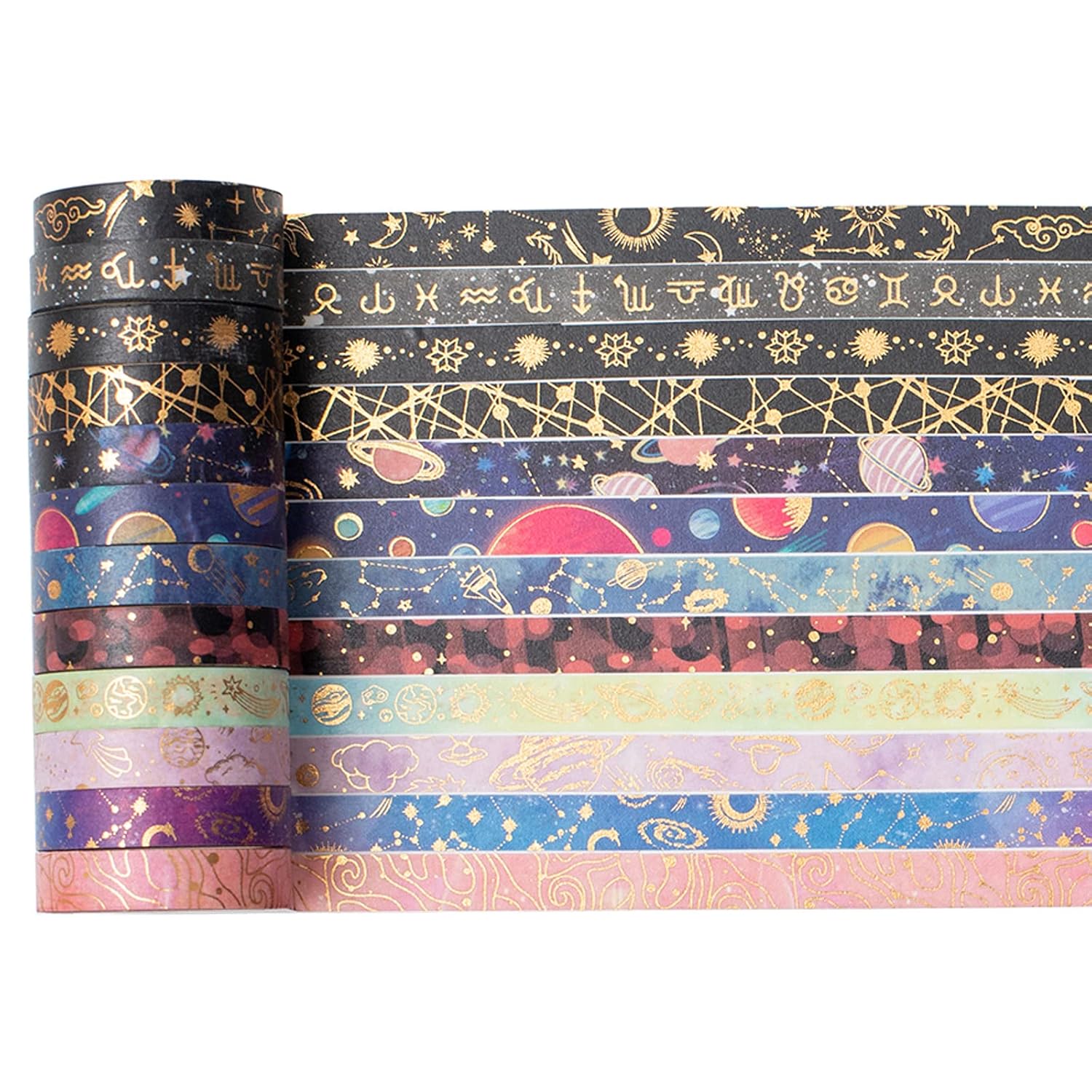 YUBX Nebula Washi Tape Set 30 Rolls Gold Foil Craft