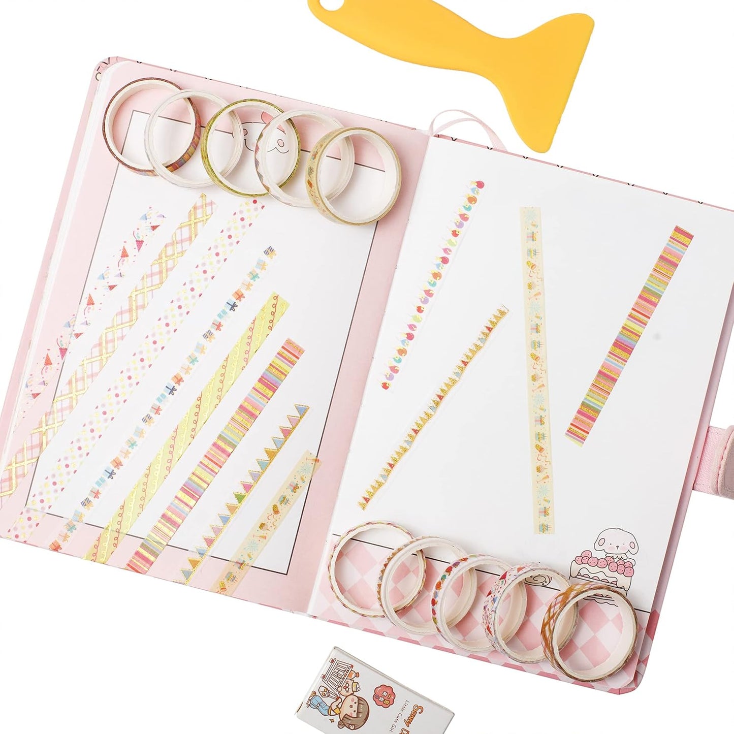 YUBBAEX Decorative Washi Masking Tape 10-Roll Set Gold Foil 0.3-Inch