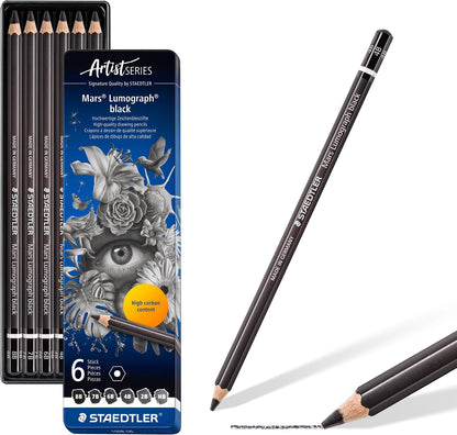 Staedtler Mars Lumograph Black Drawing Pencil Set 6-Piece Assorted