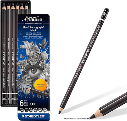 Staedtler Mars Lumograph Black Drawing Pencil Set 6-Piece Assorted