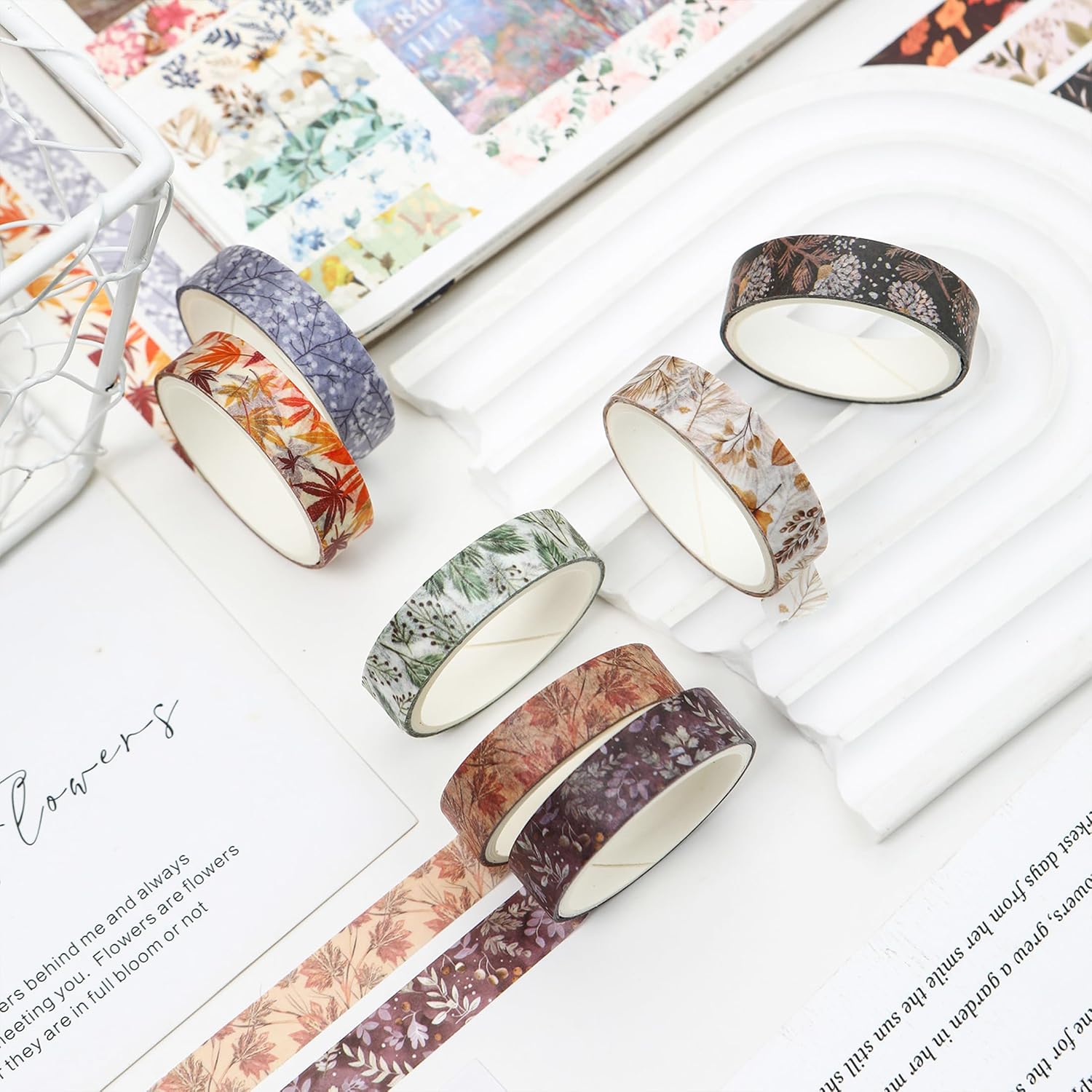 YUBX 60-Piece Floral Washi Tape Set 0.4in x 6.6ft