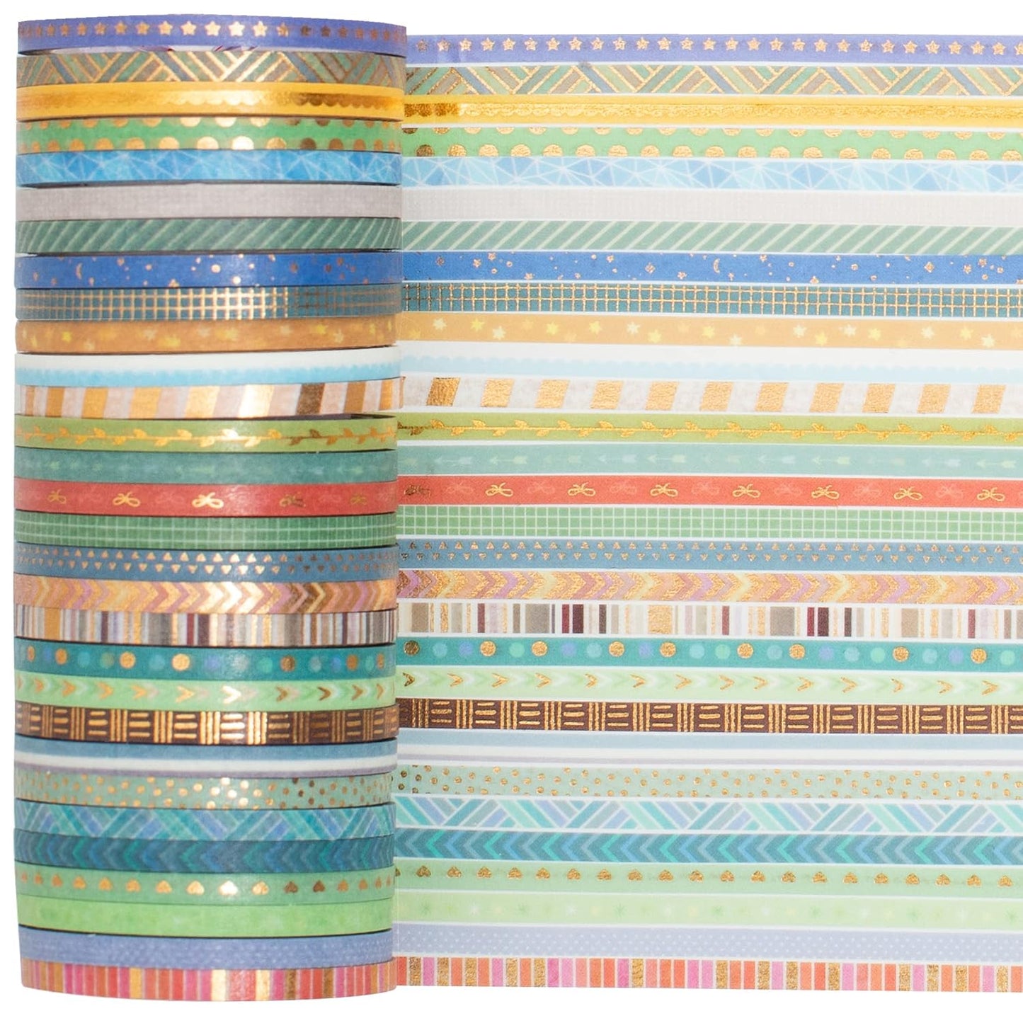 YUBBAEX 60 Rolls Gold Foil Washi Tape 0.12in 9.8ft