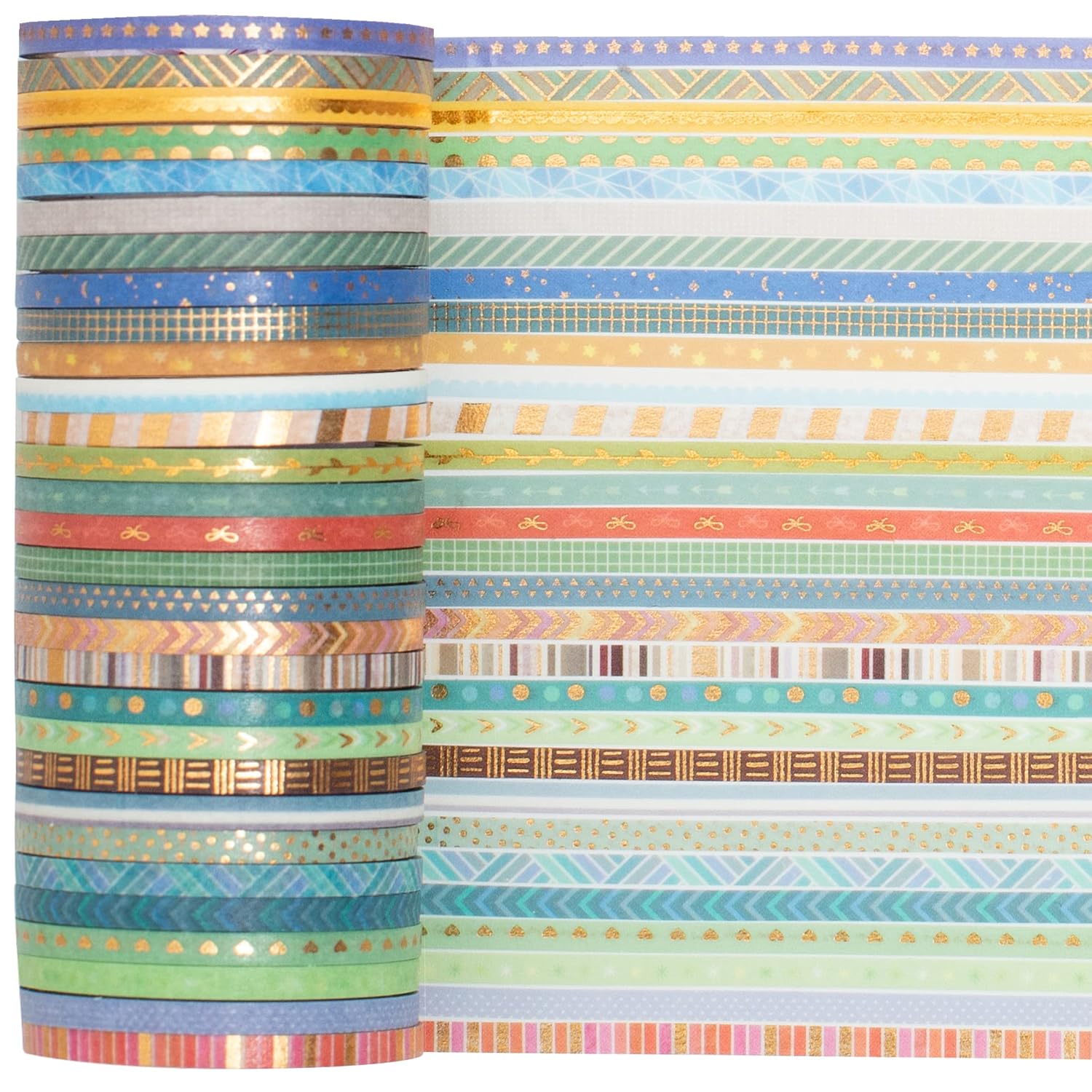 YUBBAEX 60 Rolls Gold Foil Washi Tape 0.12in 9.8ft