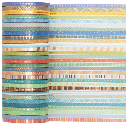 YUBBAEX 60 Rolls Gold Foil Washi Tape 0.12in 9.8ft
