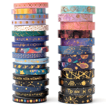 YUBX Washi Tape Set 30-Piece Celestial Space Gold Foil Decoration