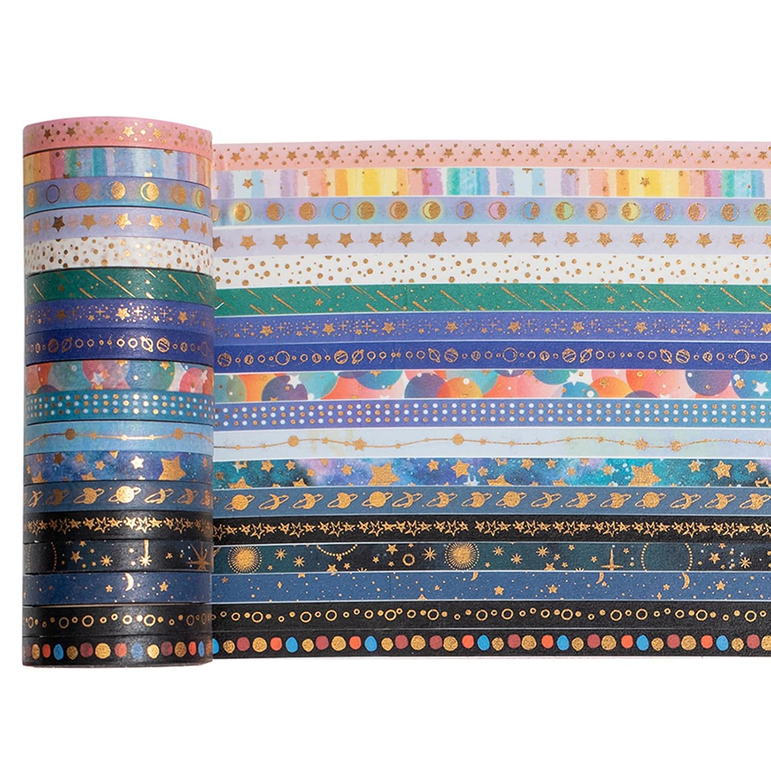 YUBX Washi Tape Set 30-Piece Celestial Space Gold Foil Decoration