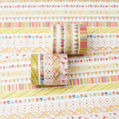 YUBBAEX Decorative Washi Masking Tape 10-Roll Set Gold Foil 0.3-Inch