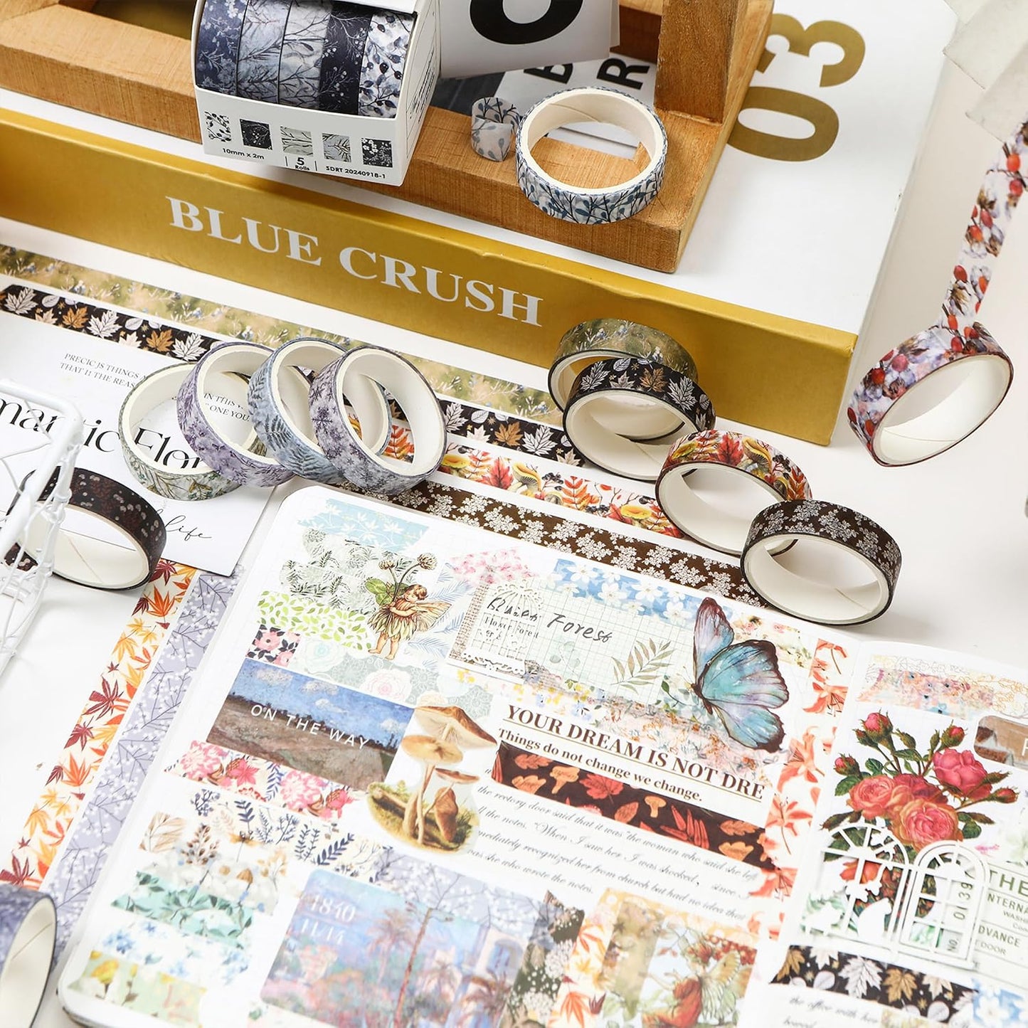 YUBX 60-Piece Floral Washi Tape Set 0.4in x 6.6ft