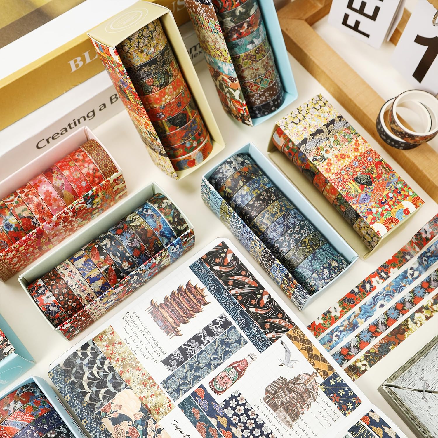 Songdao Ukiyo-e Washi Tape 10-Roll Set 0.4in x 6.6ft Traditional Patterns