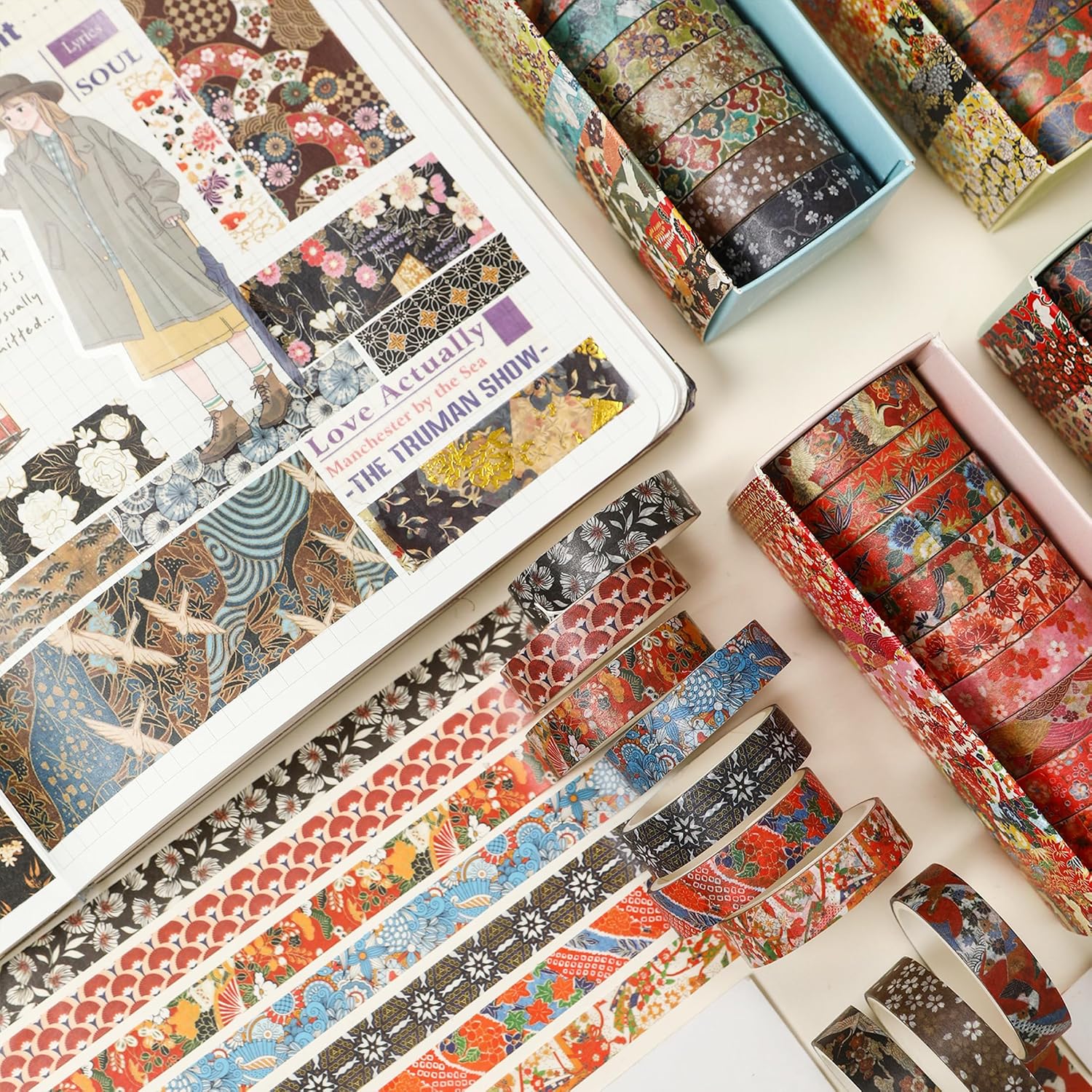 Songdao Ukiyo-e Washi Tape 10-Roll Set 0.4in x 6.6ft Traditional Patterns