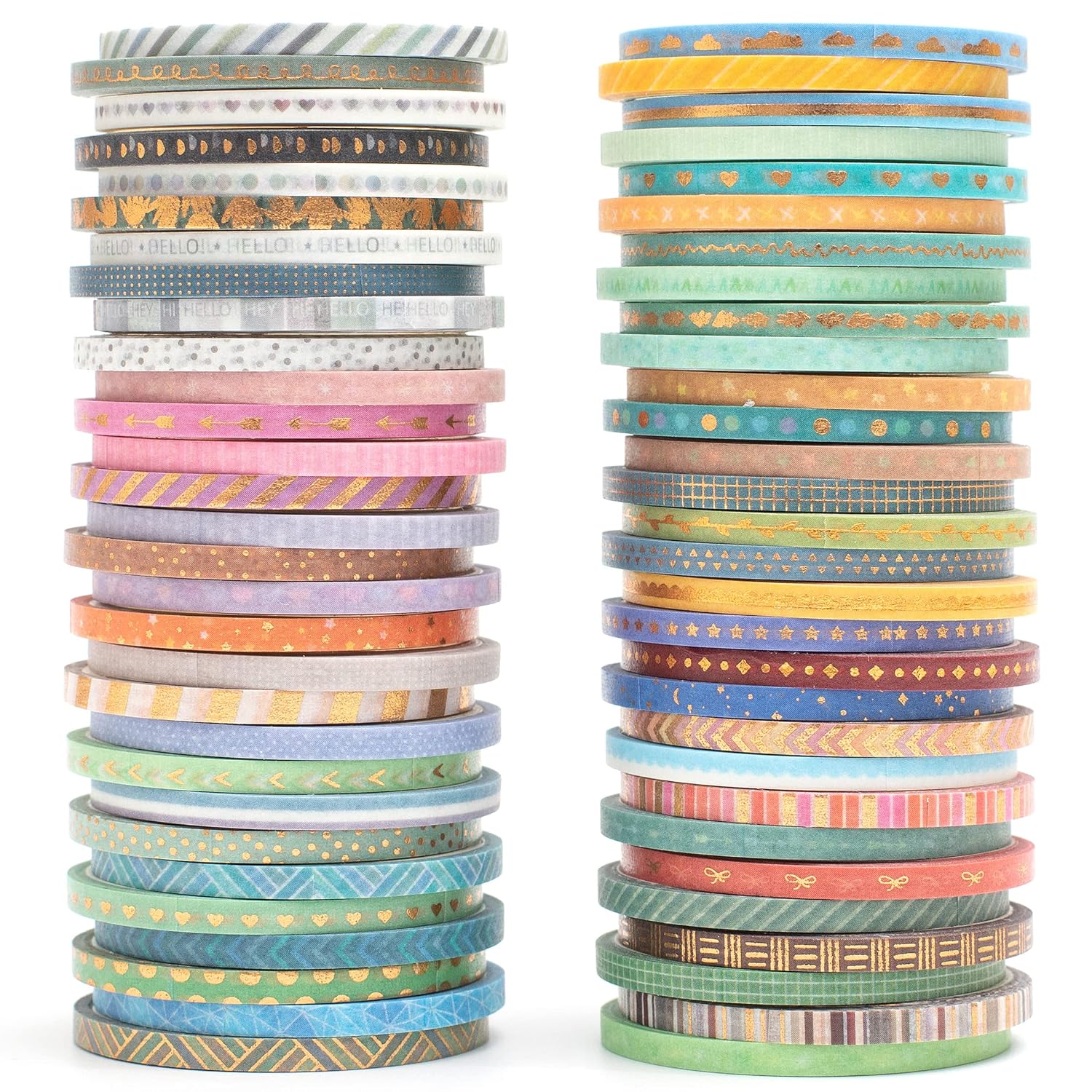 YUBBAEX 60 Rolls Gold Foil Washi Tape 0.12in 9.8ft