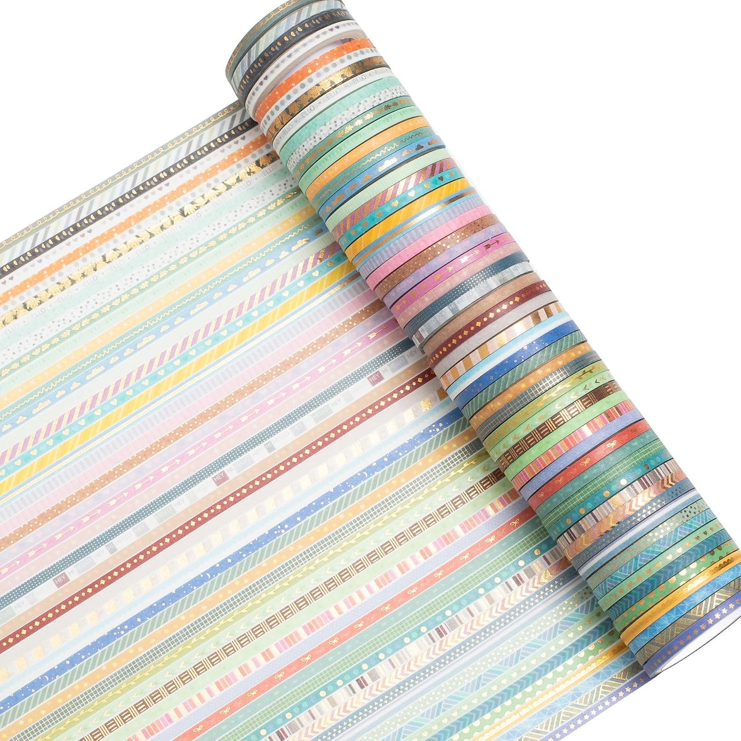 YUBBAEX 60 Rolls Gold Foil Washi Tape 0.12in 9.8ft