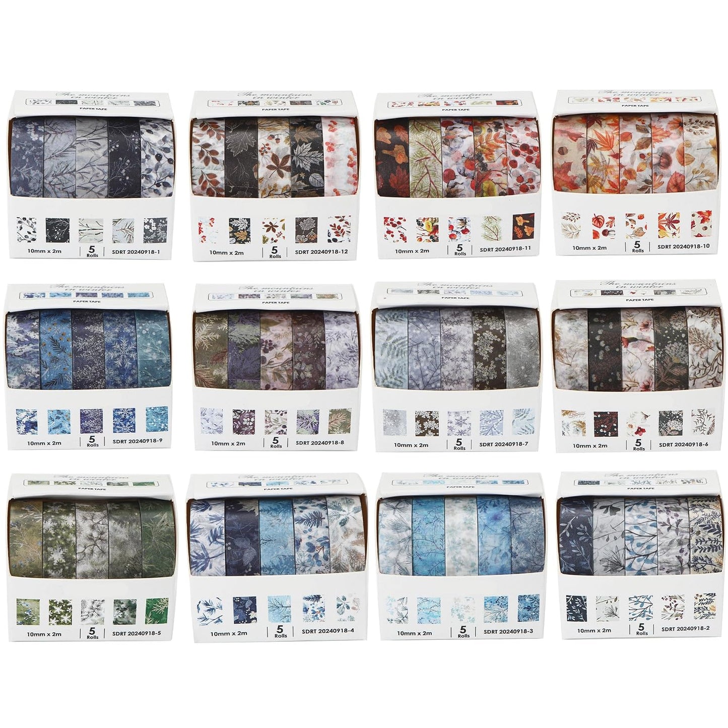 YUBX 60-Piece Floral Washi Tape Set 0.4in x 6.6ft