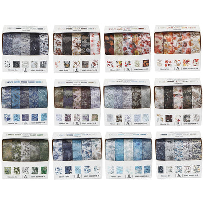 YUBX 60-Piece Floral Washi Tape Set 0.4in x 6.6ft