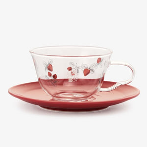 Strawberry Heat-resistant Glass Cup & Saucer Set - Afternoon Tea Limited