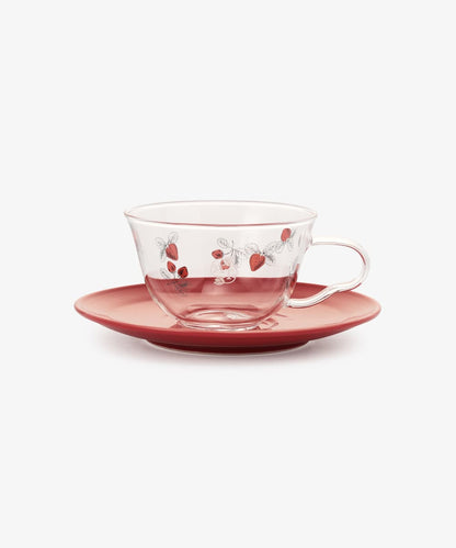 Strawberry Glass Cup & Saucer - Afternoon Tea Limited