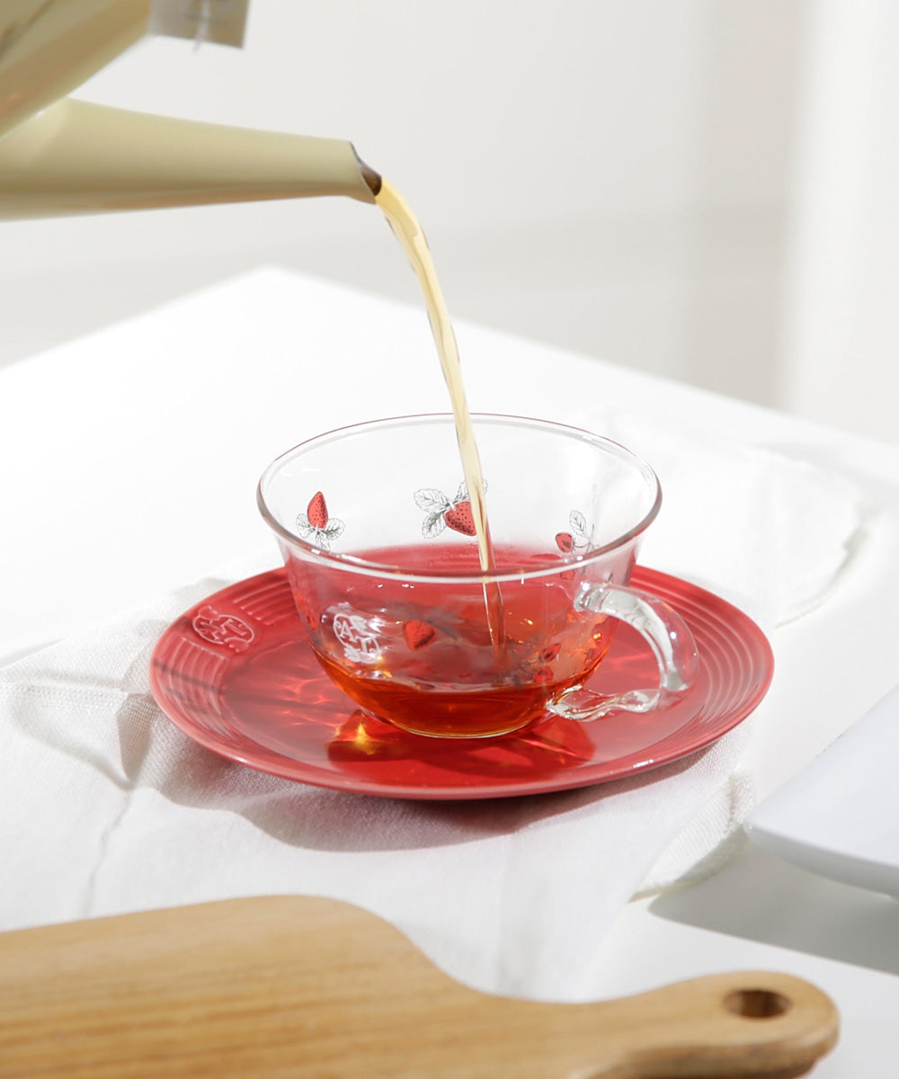 Strawberry Glass Cup & Saucer - Afternoon Tea Limited