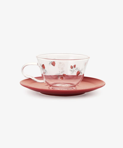 Strawberry Glass Cup & Saucer - Afternoon Tea Limited