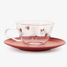 قم بتحميل الصورة في عارض الصور، Strawberry Heat-resistant Glass Cup &amp; Saucer Set - Afternoon Tea Limited
