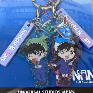 Detective Conan Shinichi & Ran Pair Keychain (Pairing Magnet Inside) - Universal Studio Japan Limited