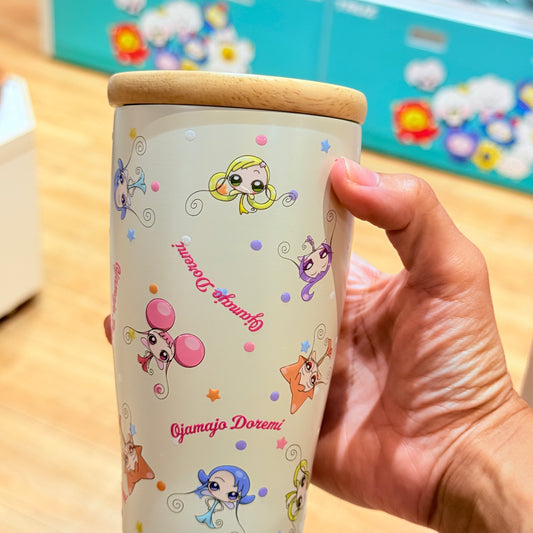 Ojamajo Doremi Stainless Steel Tumbler with Wooden Lid - Doremi Official Store