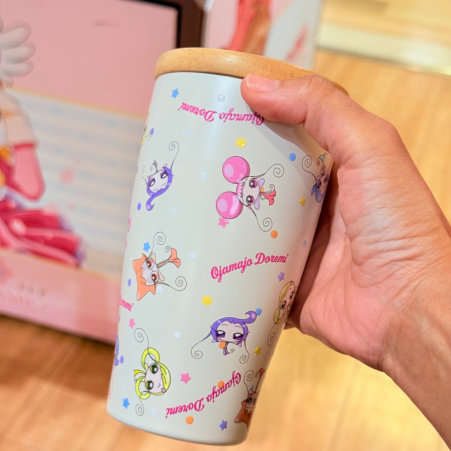 Ojamajo Doremi Stainless Steel Tumbler with Wooden Lid - Doremi Official Store