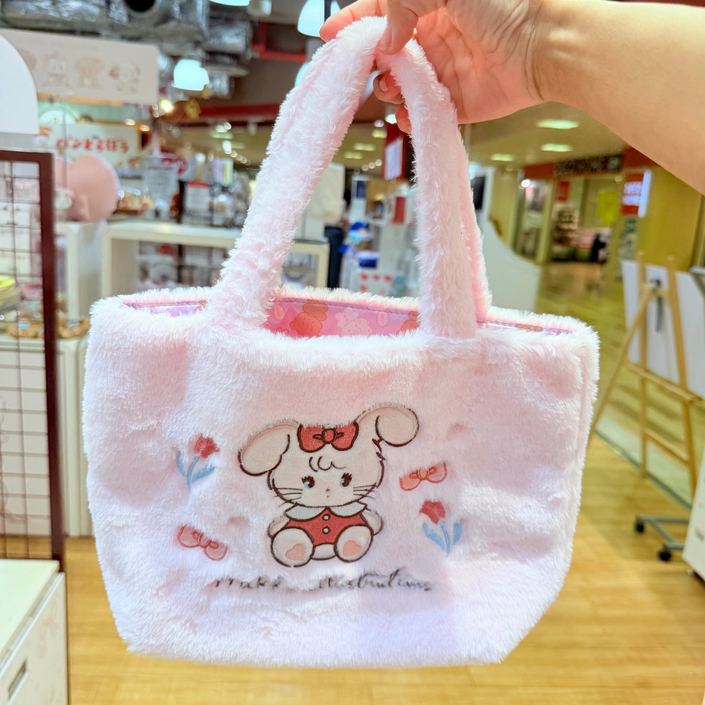 Mikko Characters Pink Fluffy Tote Bag- Mikko Illustrations