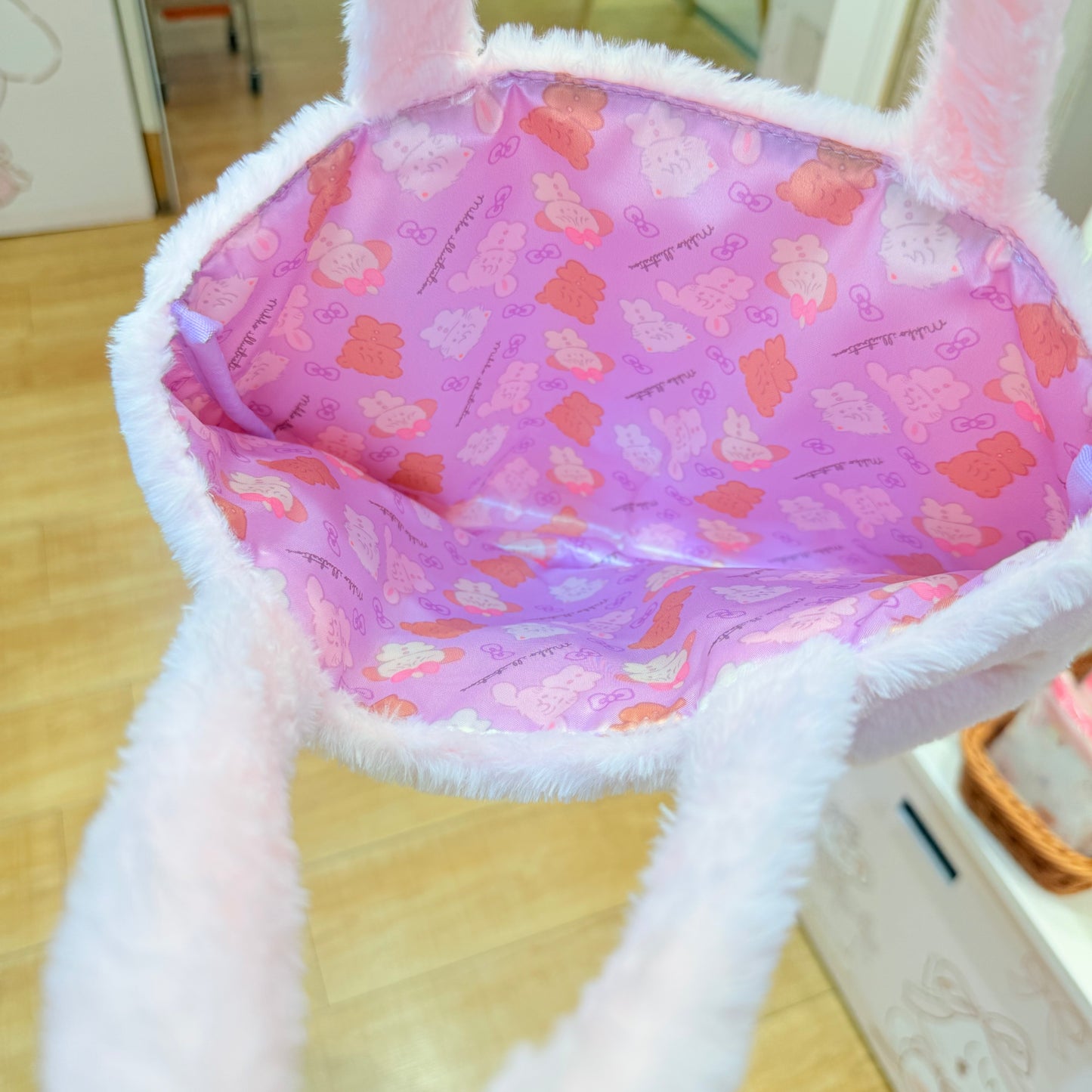 Mikko Characters White Fluffy Tote Bag- Mikko Illustrations