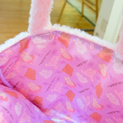 Mikko Characters Pink Fluffy Tote Bag- Mikko Illustrations