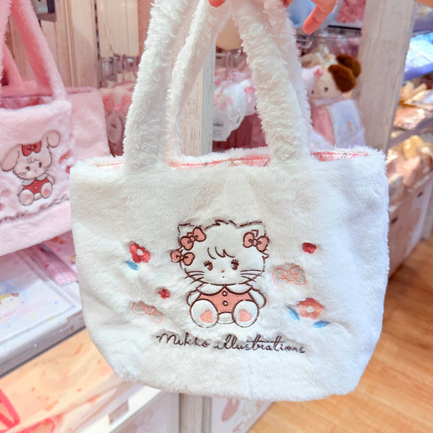 Mikko Characters White Fluffy Tote Bag- Mikko Illustrations