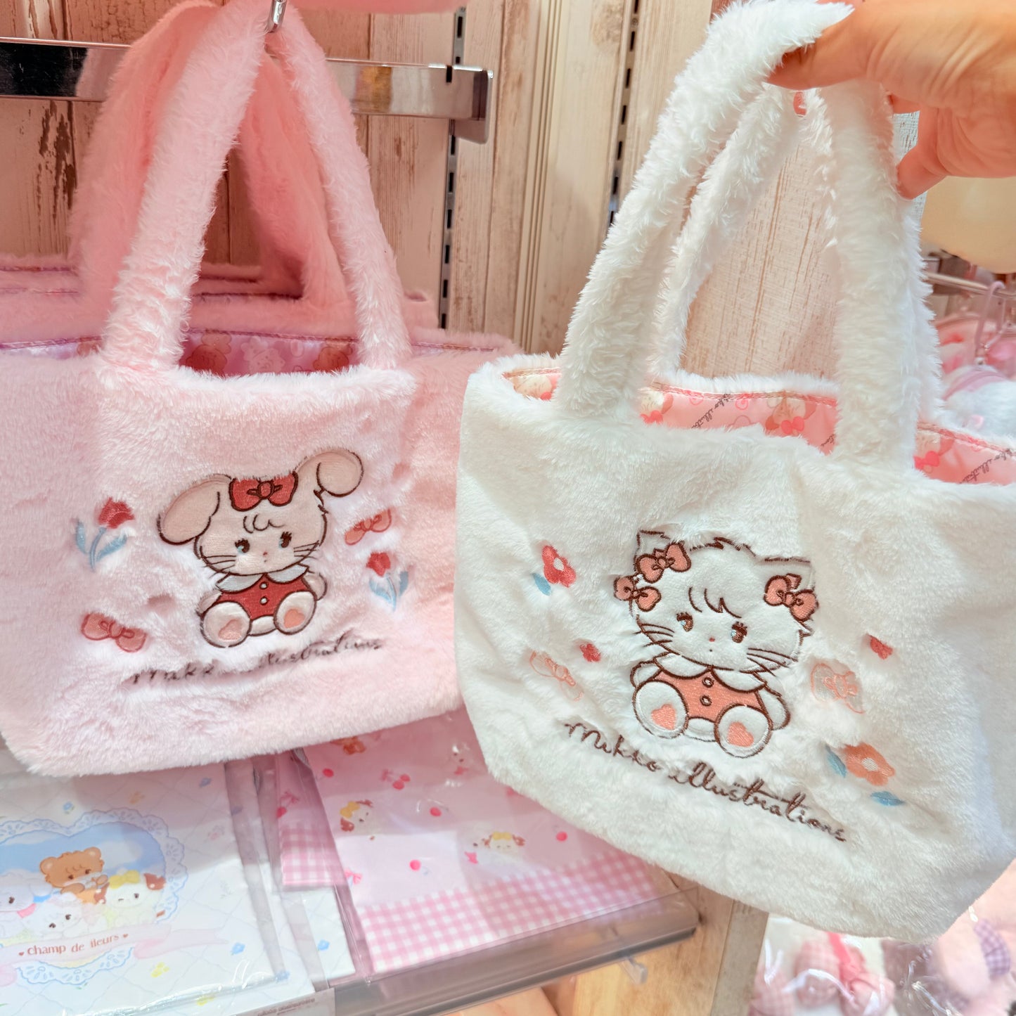 Mikko Characters White Fluffy Tote Bag- Mikko Illustrations