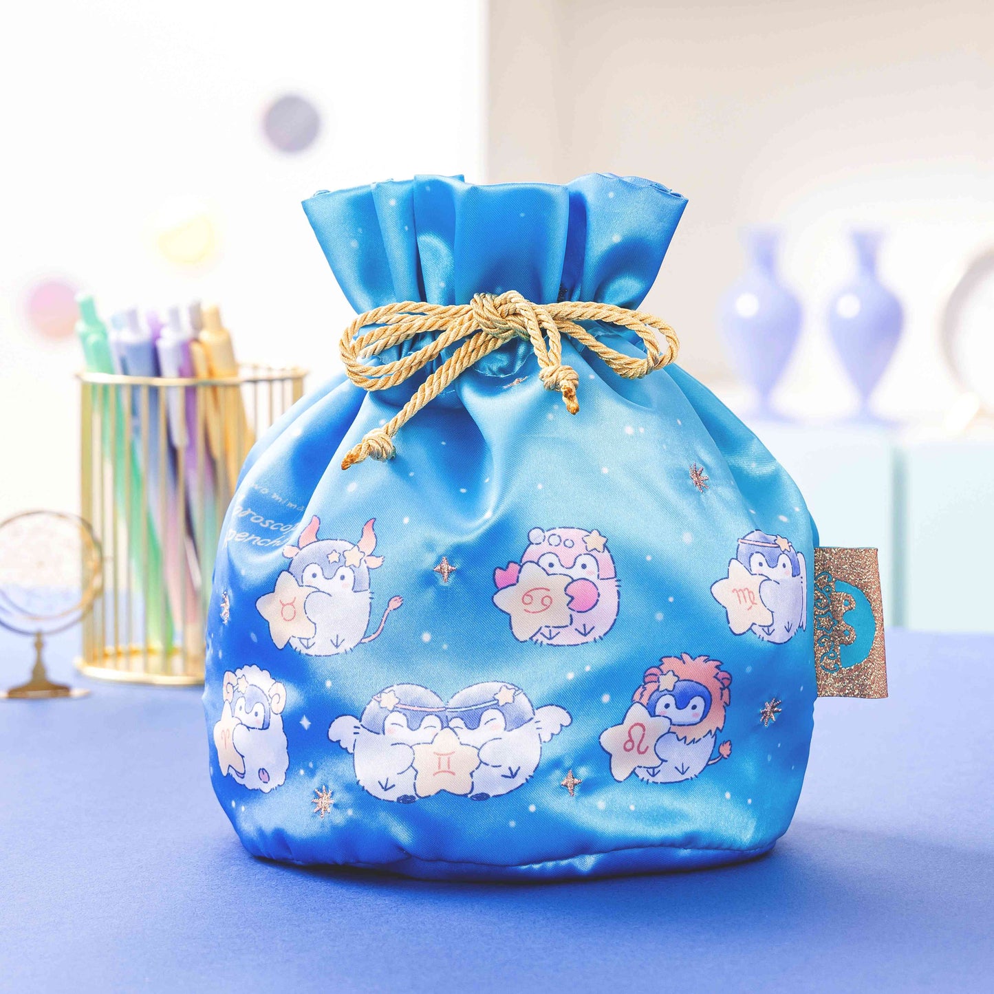 Koupen-chan 8.27in Constellation Pattern Round Bottom Drawstring Pouch