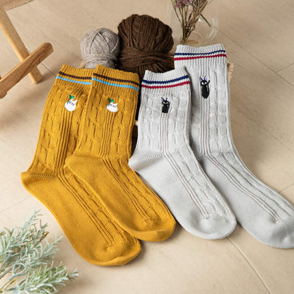 My Neighbor Totoro Cable Pattern Socks (Camel) - Studio Ghibli