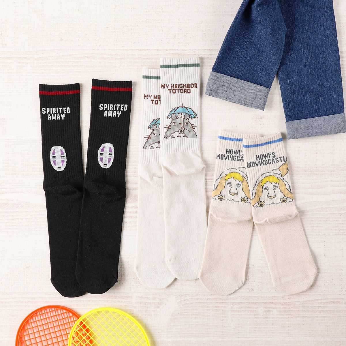 Spirited Away No-Face Rib Crew Socks