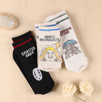 Spirited Away No-Face Rib Crew Socks