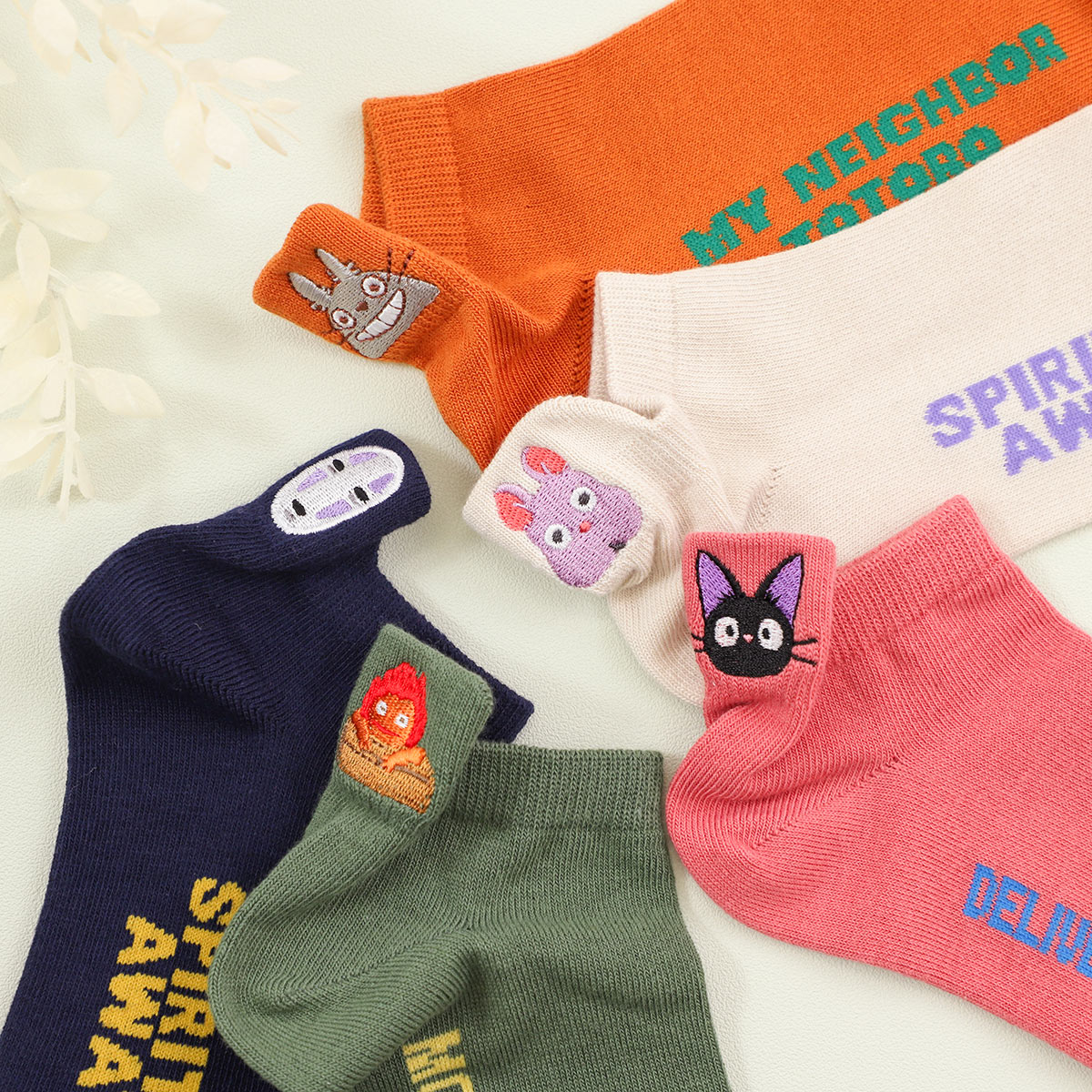 Spirited Away Heel Embroidered Sneaker Socks No-Face 23-25cm Purple