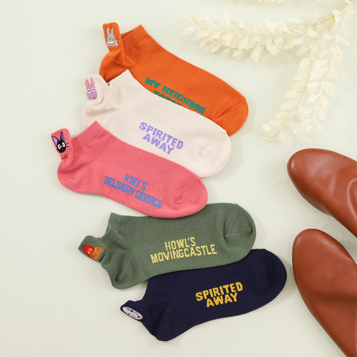 Spirited Away Heel Embroidered Sneaker Socks Boh Mouse 23-25cm White