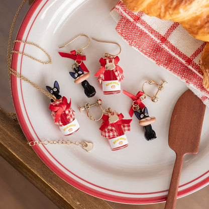 Kiki's Delivery Service Bakery Jam Jar and Jiji Earrings 4990593562893