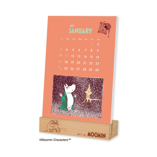 Desk Calendar with Wooden Stand NK-4330【2027 Year 1[Start of the Month]