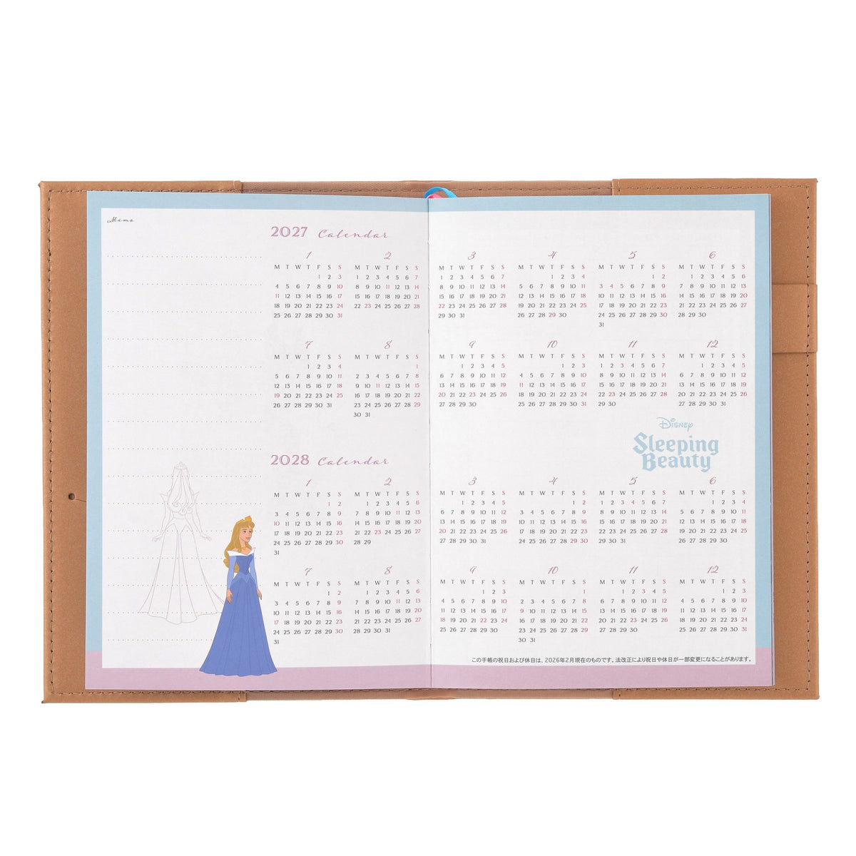 Sleeping Beauty Planner & Schedule Book B6 Embossed Storybook CALENDAR & ORGANIZER 2027