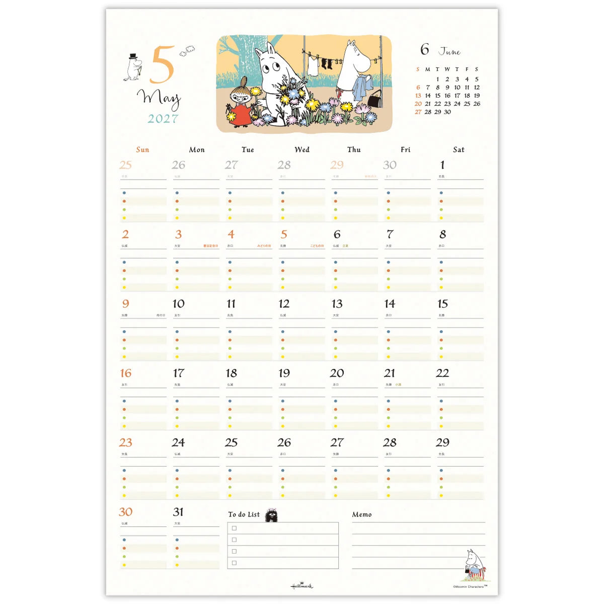 Wall-Mounted Family Calendar with Stickers 853136【2027 Year 1[Start of the Month]