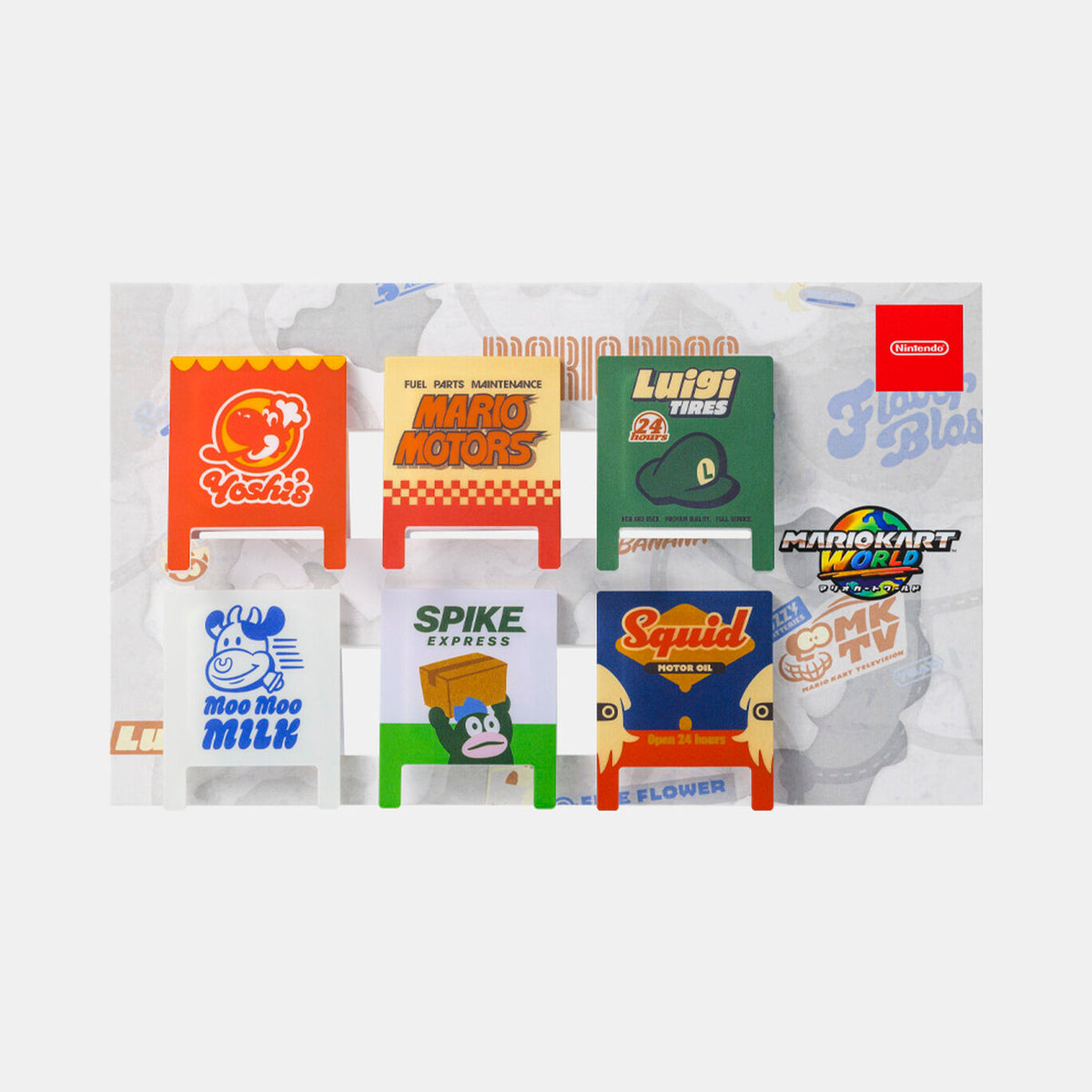 Nintendo Super Mario Mario Kart World Signboard Clip Set