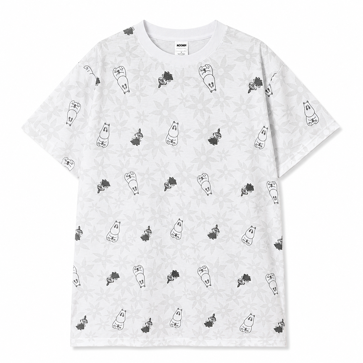 Moomin Character Oversized T-Shirt – Unisex Flocked Print Cotton Tee - Yorozuya Store