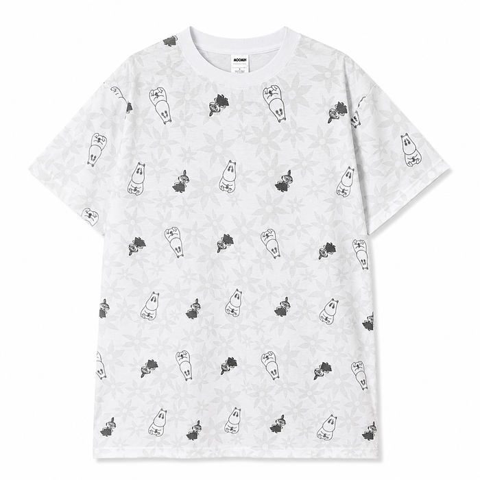 Moomin Character Oversized T-Shirt – Unisex Flocked Print Cotton Tee - Yorozuya Store